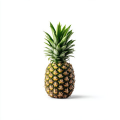 Fototapeta premium Fresh pineapple with vibrant green leaves and textured yellow brown exterior, showcasing its tropical appeal and juicy sweetness, perfect for culinary uses or decoration