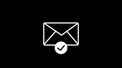 Mail box with check mark.White email box and check mark verified icon animation.