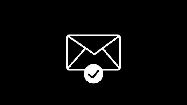 Mail box with check mark.White email box and check mark verified icon animation.
