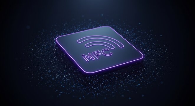 Glowing Purple Wifi Icon on Dark Background