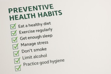 Preventive Health Habits Checklist for Better Lifestyle and Wellness Choices and Practices