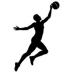 Silhouette of Female Basketball Player Making a Shot