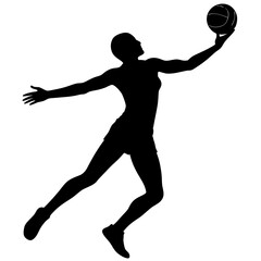 Silhouette of Female Volleyball Player Making a Serve