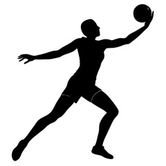 Silhouette of Female Volleyball Player Catching Ball