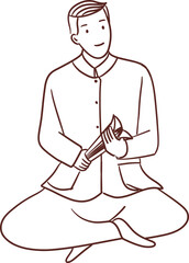 Tradition Thai man playing krab paung clipart © paweeillus