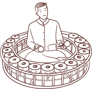 man playing gong circle clip art preview
