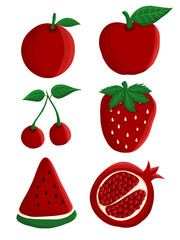 A set of red fruits