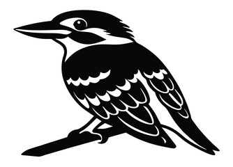 Fototapeta premium Fly kookaburra bird silhouette vector clipart illustration.