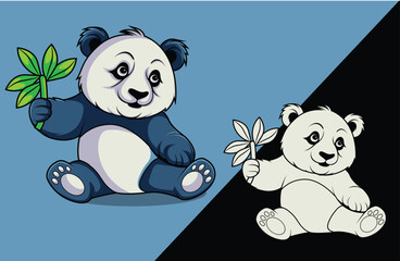 Cartoon Panda Vector Ilustration 