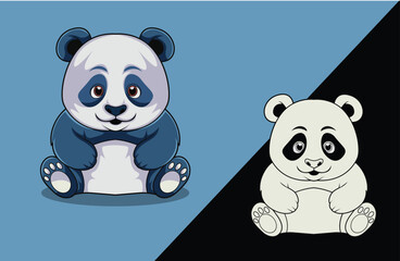 Cute Panda Bear Cartoon Illustration with Two Versions