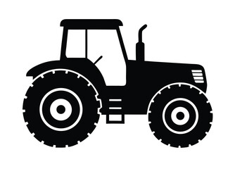 Obraz premium silhouette tractor vector, harvest tractor silhouette icon illustration.