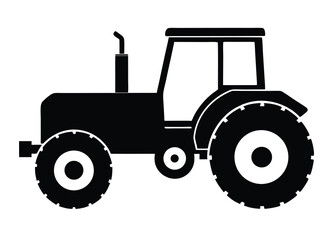 Obraz premium silhouette tractor vector, harvest tractor silhouette icon illustration.