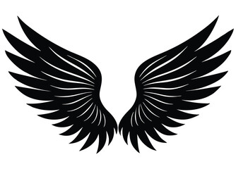 Fototapeta premium wings silhouette, angel wings vector flat icon illustration.