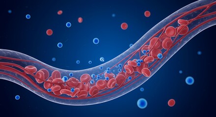 Microscopic View of Blood Flow in a Vessel