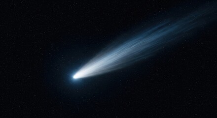 Fototapeta premium Comet Flying Through Starry Space with Glowing Tail | space wallpaper 4k for laptop | space wallpaper 4k for pc | aesthetic space wallpaper 16:9 | dark wallpaper background