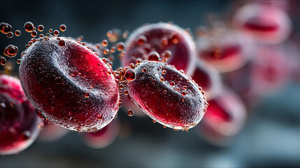 Close-Up of Red and White Blood Cells Under Microscope