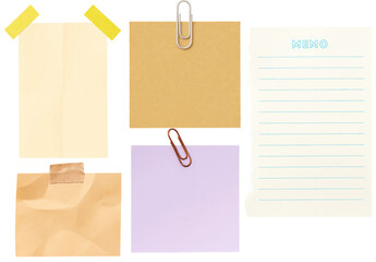 Paper Notes Collection with Tape and Paperclips 