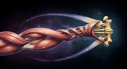 Cosmic Anatomy: A Mystical Intertwining of Muscles and Bones in the Vast Expanse of Space