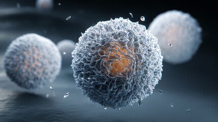 White Blood Cell Attacking Virus Model Illustration