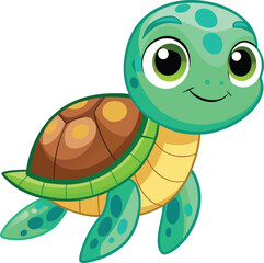 Adorable Cartoon Sea Turtle Illustration for Kids