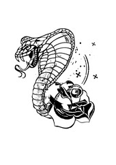 serpent rose fleur cobra tattoo tatouage