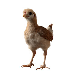 A brown chick isolated on a transparent background, perfect for farm-themed visuals, educational materials, spring designs, and animal illustrations