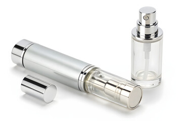 silver flask isolated on white