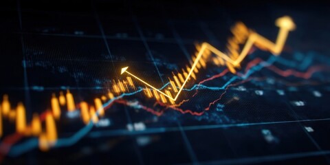 Fototapeta premium Stock Market Investment Data and Financial Chart with Upward Trend