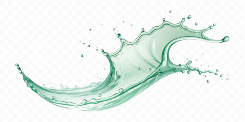realistic smooth water liquid splash in curve style isolated on transparent background