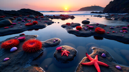 Vibrant Marine Life in a Coastal Pool