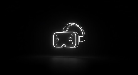 White Pixel Art VR Headset on Black Background