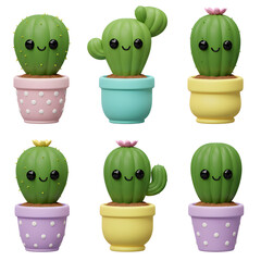 green cactus in pots