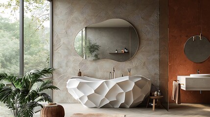 Fototapeta premium Artistic carved vanity and matching mirror high resolution picture