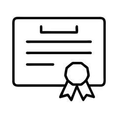 Certificate icon with ribbon and lines on transparent background  