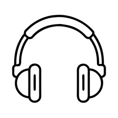 Simple line art of headphones icon on transparent background