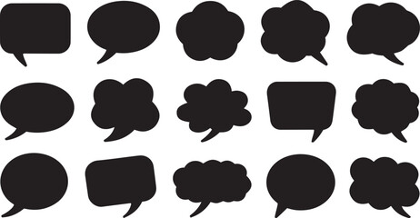 Speech bubble icon collection with outline style talking clouds and dialogue boxes perfect for communication apps messaging interfaces and digital media