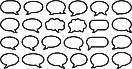 Fototapeta premium Outline style dialogue bubble icons featuring clean lines and varied shapes suitable for blogs social media posts and digital conversation themes