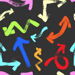 Painted grunge Arrows Seamless Pattern fashion print, wrapping paper, fabric design, wallpaper.Seamless Pattern of Colorful Grunge Arrows Vector illustration