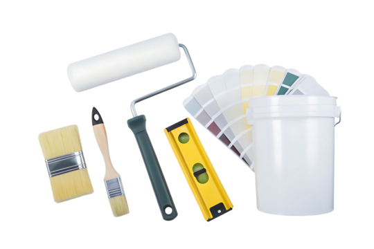 Professional home decorator and painter tools isolated on white background.PNG