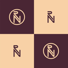 Alphabet Letters NR, RN Logo Emblem Monogram