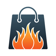 Hot Deal Shopping Bag Icon Vector Design.