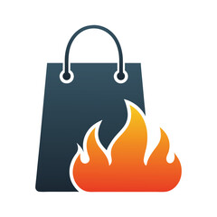 Hot Deal Shopping Bag Icon Vector Design.