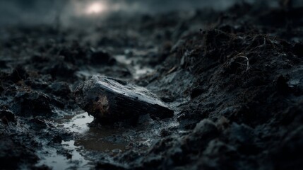 Naklejka premium Close-up of graphite mineral showing dark gray