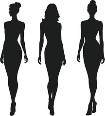 Elegant women silhouettes collection isolated on white background