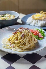 Western food, spaghetti, rice,salted egg fried chicken