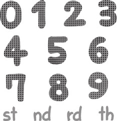 手描きの黒いハーフトーンのナンバーアイコン　Adobe Illustrator Artwork