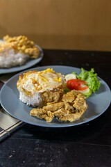 Western food, spaghetti, rice,salted egg fried chicken