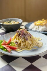 Western food, spaghetti, rice,salted egg fried chicken