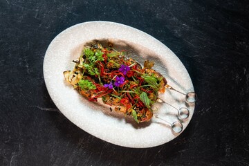 Dark food photography premium exclusive gourment chef