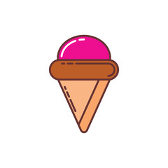 Vibrant Ice Cream Cone with Pink Scoop and Chocolate Topping